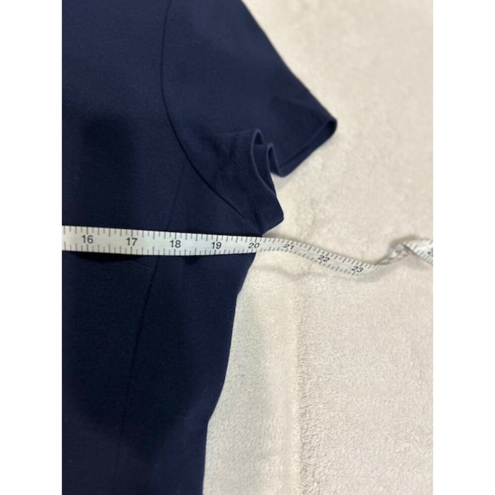 TALBOTS Navy Blue Sheath Shift Short Sleeve Stretch Work Business Casual Size 14 - Picture 6 of 10